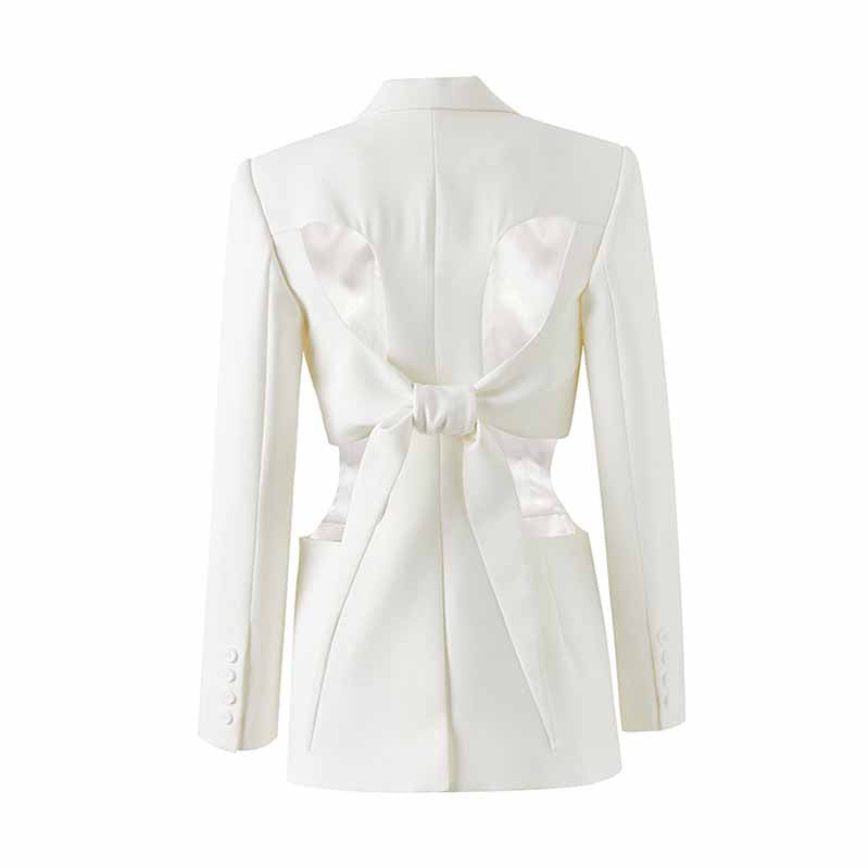 Women's Hollow Out Blazer Long Sleeve One Button Lace Up Back Jacket