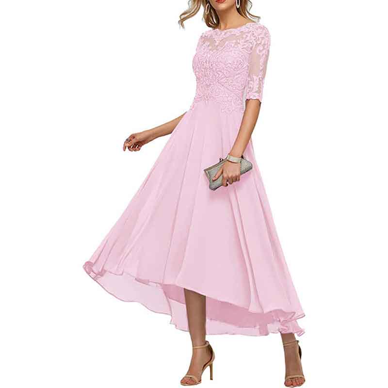 Women's Floral Lace 2/3 Sleeves Bridesmaid Dress Formal Maxi Dress
