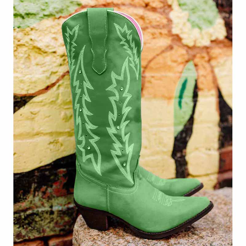 Women's Boots Cowboy Boots Mid Calf Boots Floral Embroidery Bootie