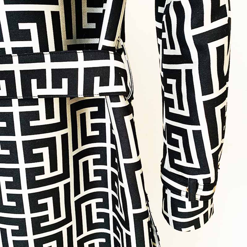 Women's Geometric Trench Coats Monogrammed Trench Coat In Black