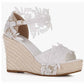 Women's Platform Sandals Wedge Open Toe Ankle Strap lace Wedding Bridesmaid Shoes