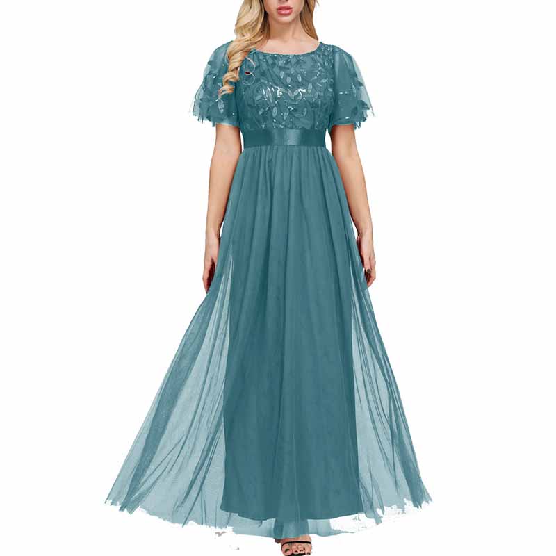 Women's A-Line Empire Waist Embroidery Evening Prom Dress – SD