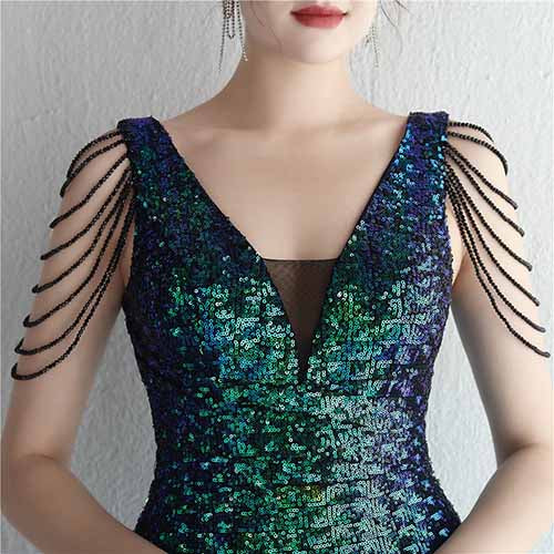 Women's Dress V Neck Long Maxi Elegant Mermaid Formal Dresses Evening Gown S-4XL