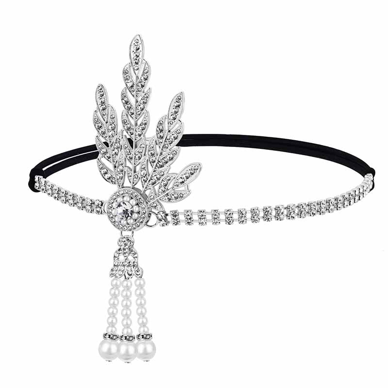 1920s Flapper Feather Headband Gatsby Headpiece Necklace Earrings