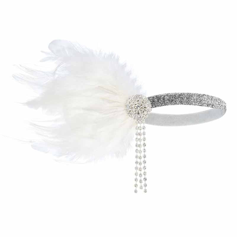 1920s Flapper Feather Headband Gatsby Headpiece Necklace Earrings