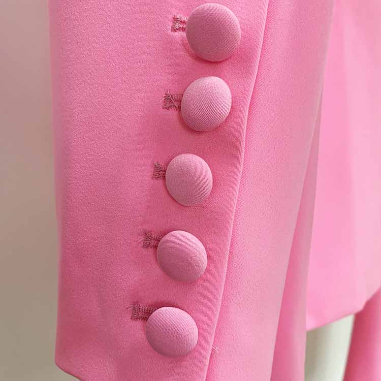 Pink Two Piece Set Business Single Buttons Pants Formal Suit
