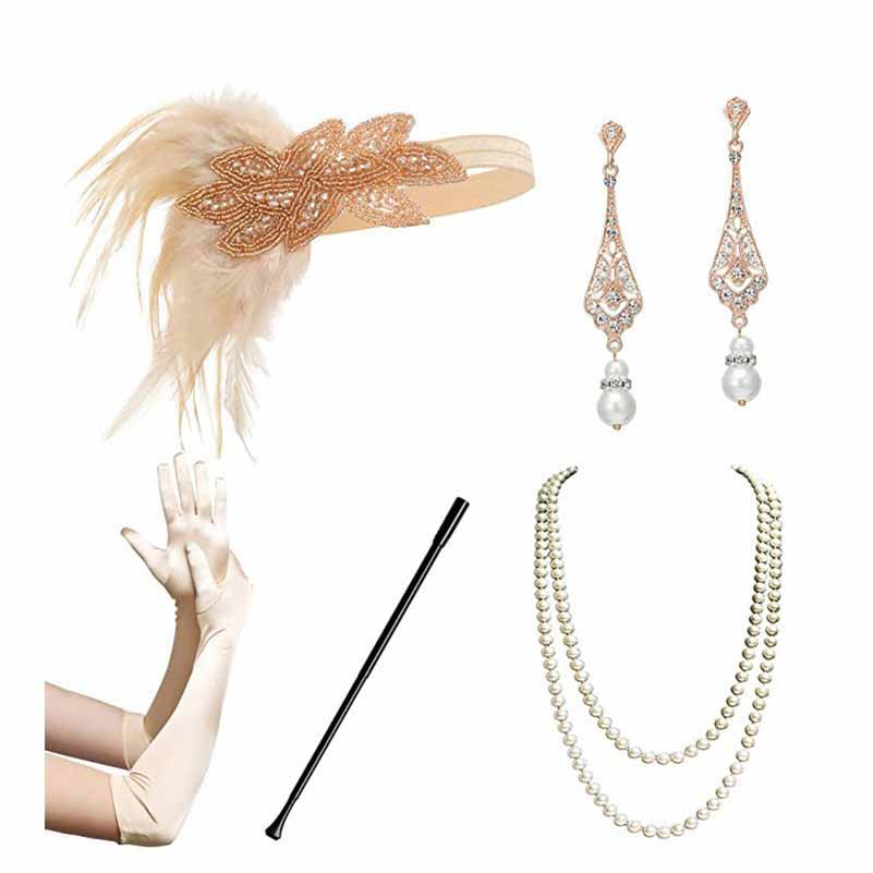 1920s Flapper Dress Accessories Gatsby Costume Accessories Set 20s
