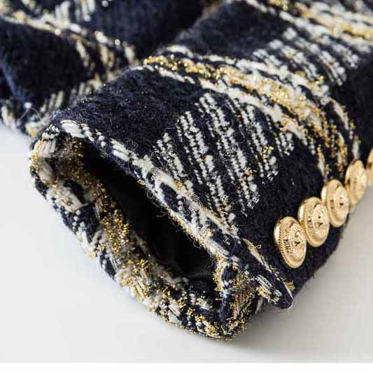 Women's Vintage Double Breasted Blazer Black & Yellow Houndstooth Blazers