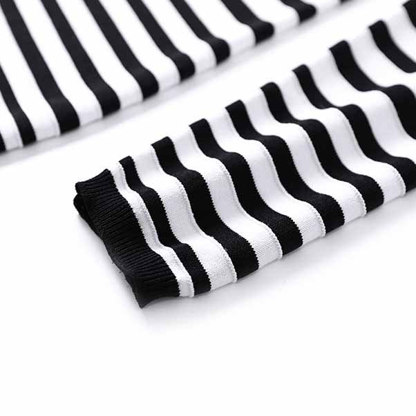 Women's long sleeve knitted minidress striped elegant dress