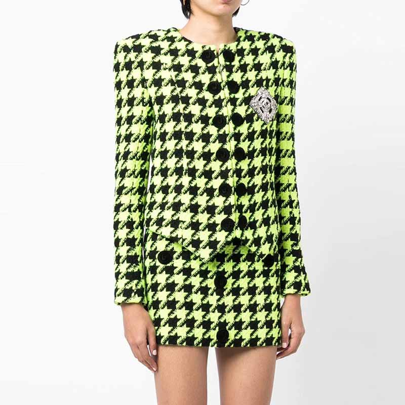 Women Green Houndstooth Wool Skirt Suit SD Dresscode & Fashiontrends Women Green Houndstooth Wool Skirt Suit SD Dresscode & Fashiontrends