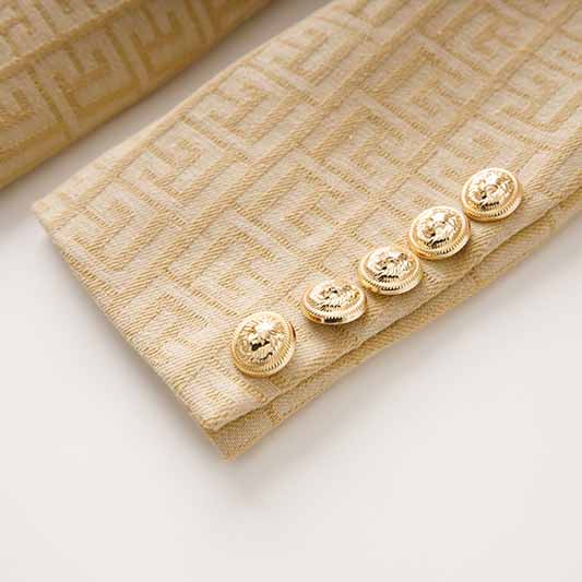 Womens' Double Breasted Blazer Gold Buttons Blazer Dress With Belt