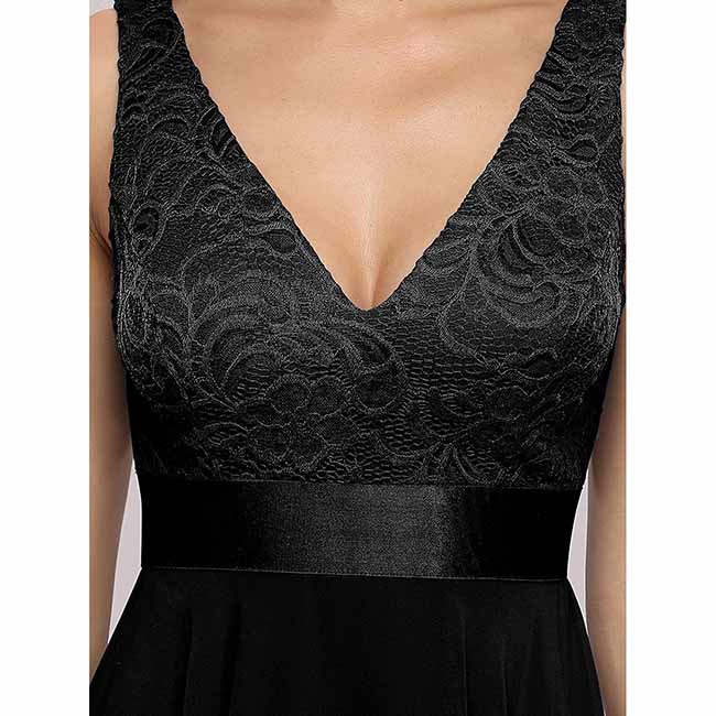 Women Double V Neck Ruched Waist A Line Cocktail Party Dress