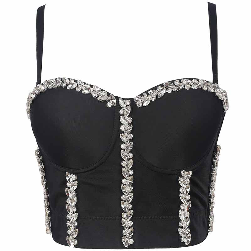 Womens Sexy Rhinestone Bustier Push Up Crop Top Corset Top Bra Sd Dresscode And Fashiontrends 9739