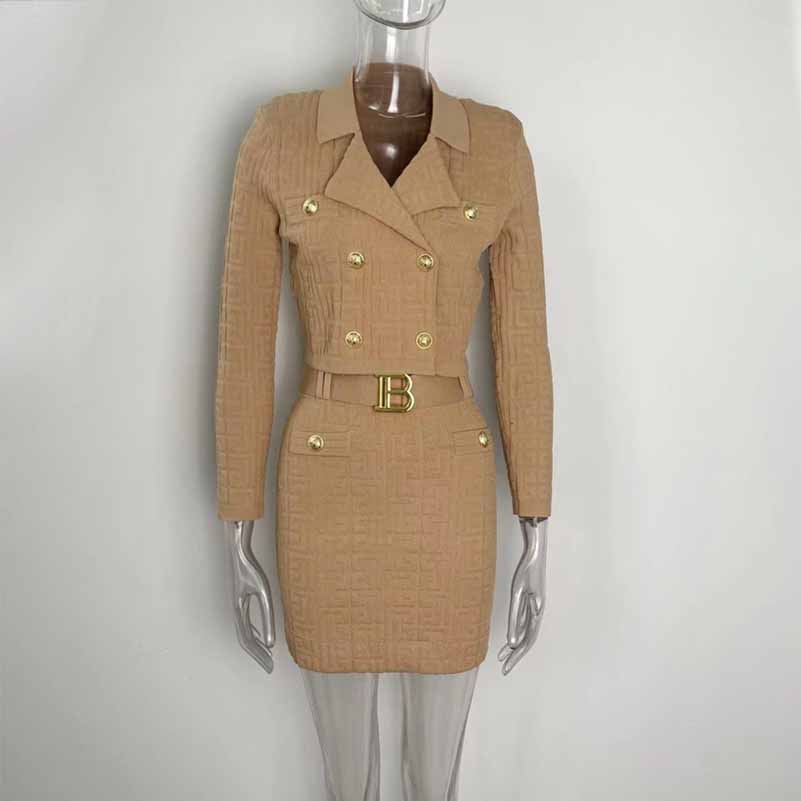 Sexy Cable Bodycon Knitted Skirt Suits Two Piece Skirt Set