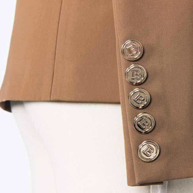 Women's Cotton Double-breasted Brown Blazer