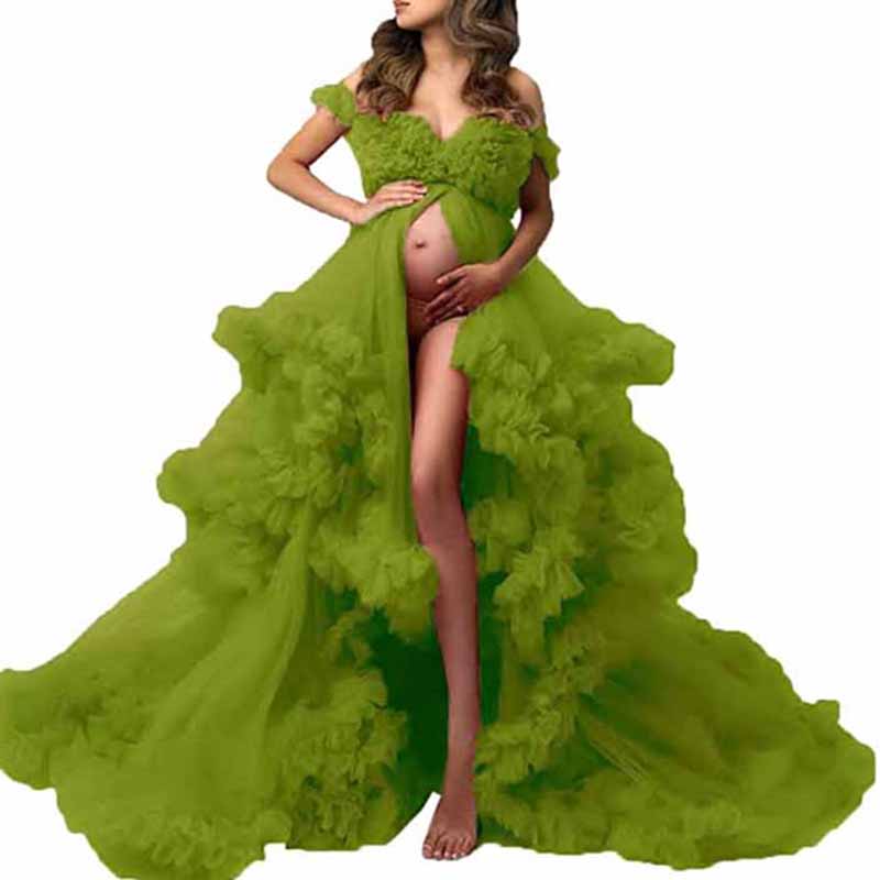Ladies Gown Sheer Long Robe Puffy Tulle Robe Sheer for Maternity Dress