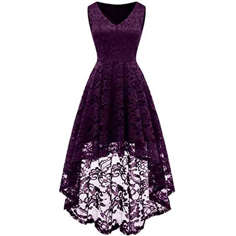 Women's Sleeveless Hi-Lo Lace Formal Dress Cocktail Party Dress Custom Size