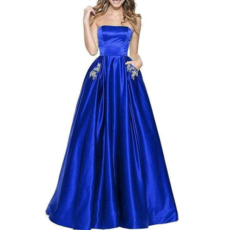 Off The Shoulder Satin Wedding Dresses With Pocket Bridesmaid Dresses