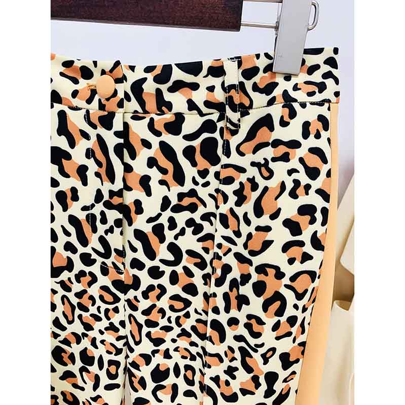 Women's Leopard Print Trousers Suit 2 Piece Animal Print Pant Suit