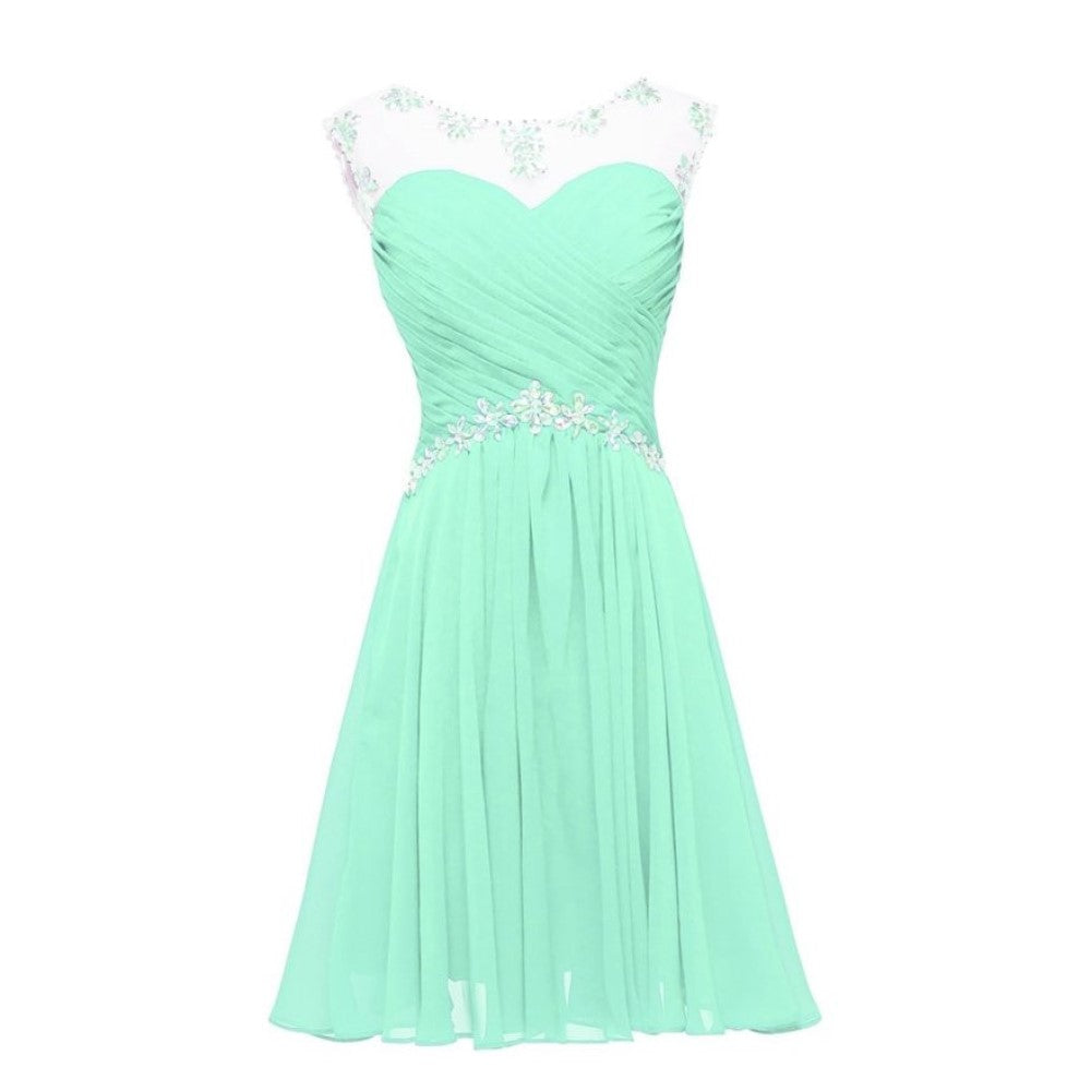 sd-hk Women Short Bridesmaid Dress Lace Hollow Out Mini Party Dress