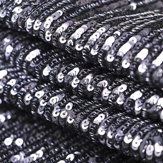 Close-up of black sequin double breasted blazer for women showcasing shiny sequin detail