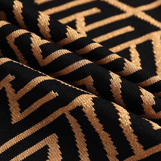 Women Sleeveless Halter Bra Knitted Long Dress Slim Geometric Pattern Dress