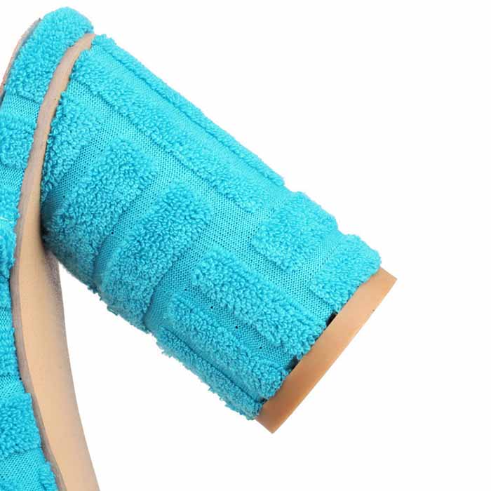 Women's Bow Knot Heeled Terry cloth Sandals Bridal Wedding Strap Chunky Heels