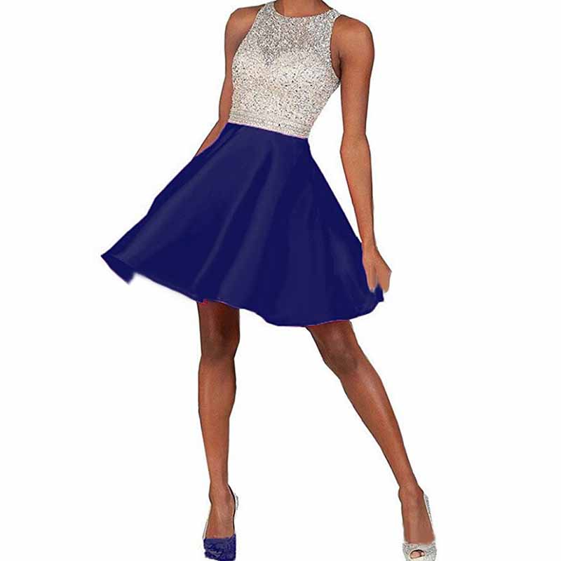 Women's Sleeveless Beaded Short Gala Prom Homecoming Dress