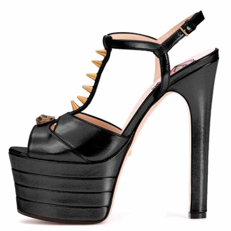 Women's Platform Pump T-Strap Peep Toe Heels