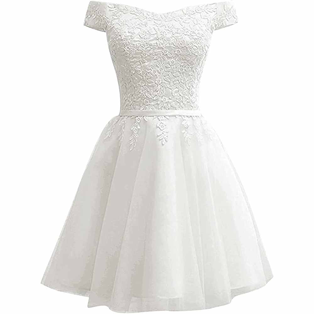 Homecoming Dresses for Teens Lace Short Prom Dress Off The Shoulder Prom Dress