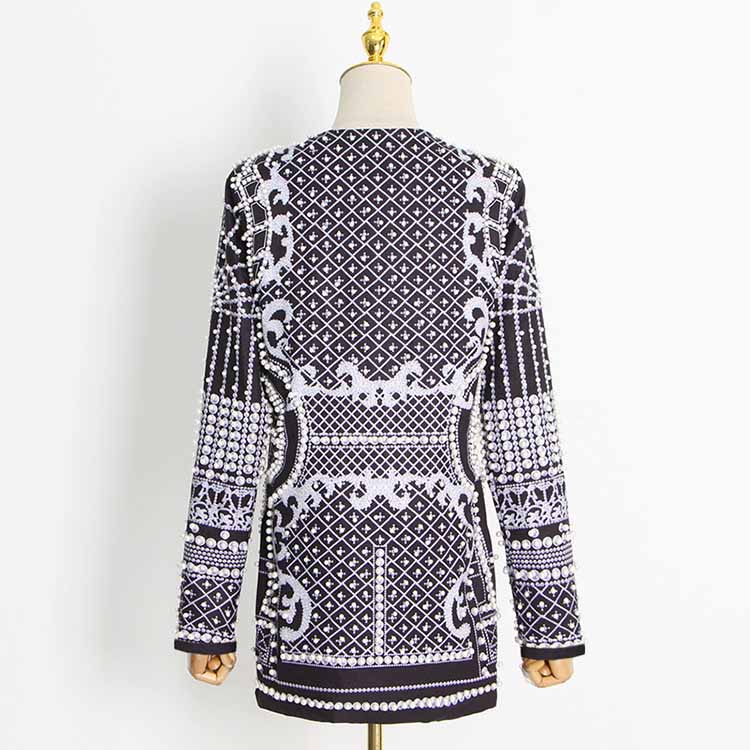 Women Long Sleeve Bubble Bead Blazer