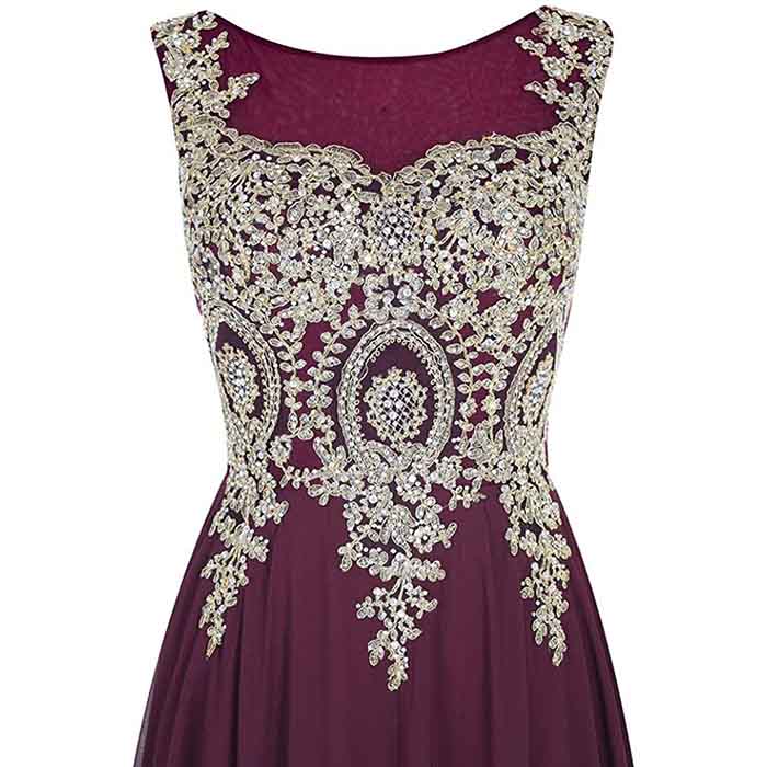 Women Crystals Silver Lace A Line Sheer Back Formal Long Prom Evening Dresses