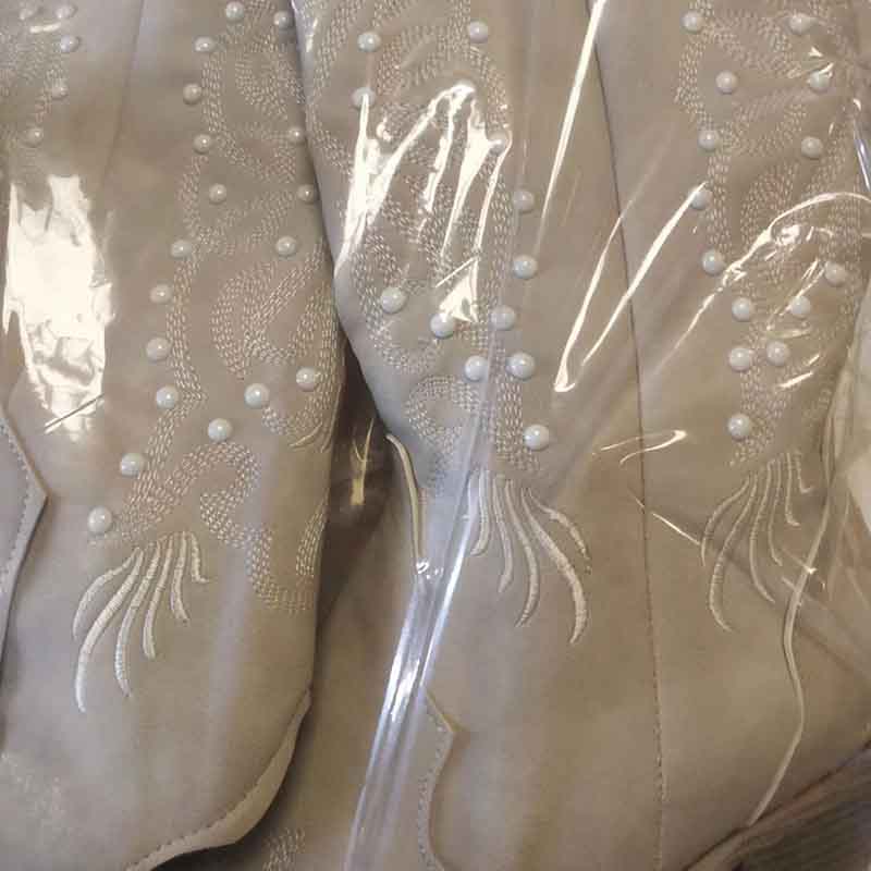 Women's White Floral Embroidery Western Boot Snip Toe Boots