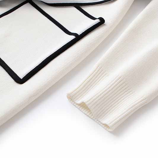 Women's Rib Knit Tie Waist Midi Dress White Knit Cardigan