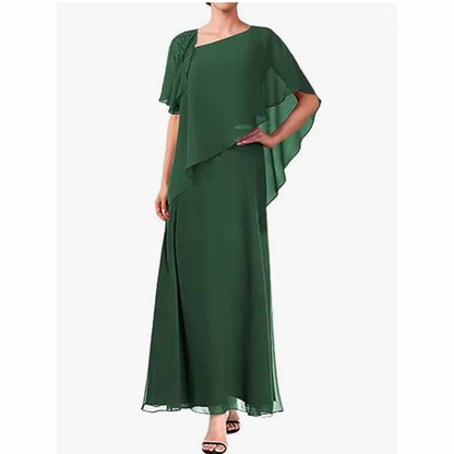 Plus Size Chiffon Mother of The Bride Dress Long Maxi Formal Evening Gown