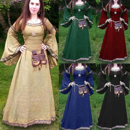 Medieval Dress Vintage Renaissance Gothic Long Dress Party Costume Gown