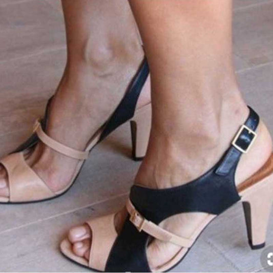 Women Peep Toe Vintage Heeled Sandals