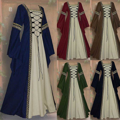 Medieval Court Long Dress Halloween Cosplay Costume 19042