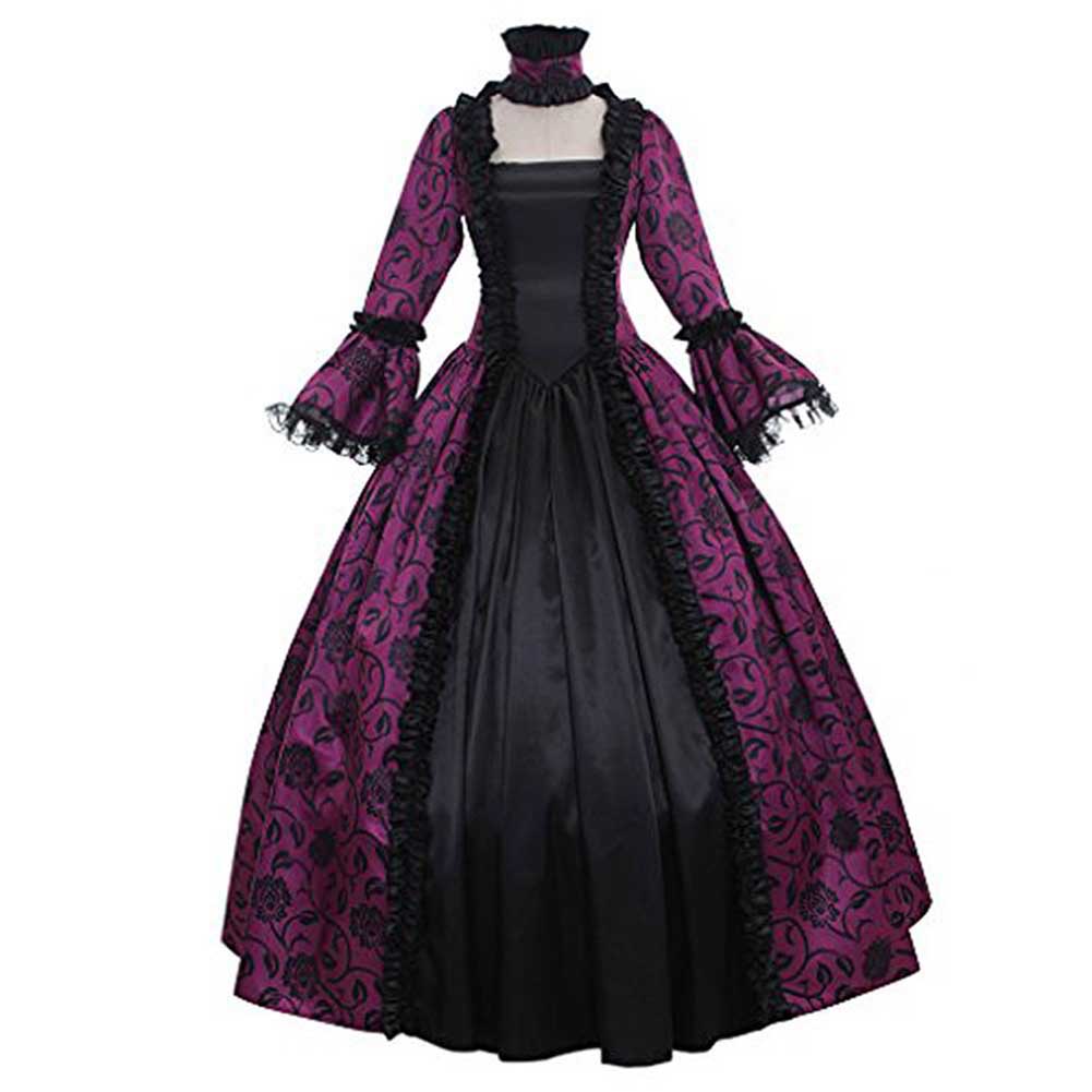 Medieval Court Long Dress Halloween Cosplay Costume 19040