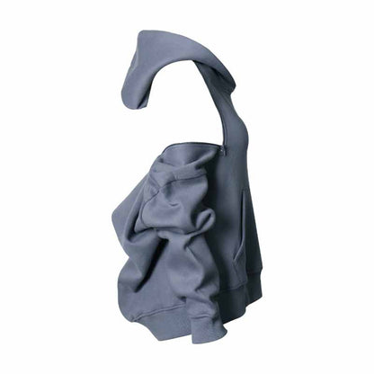 Women's Off Shoulder Hoodie Rib Knitted Cuffs Zipper Hoodie