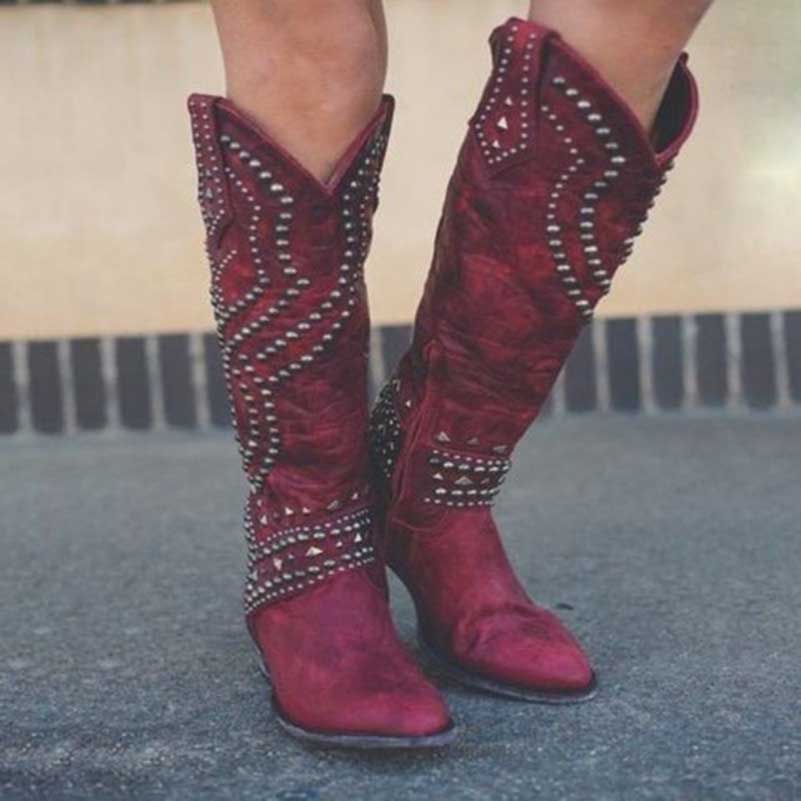 Women's Vintage Low Chunky Heel Booties