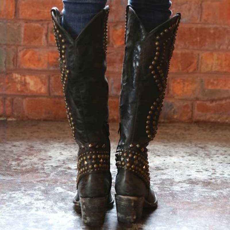 Women's Vintage Low Chunky Heel Booties