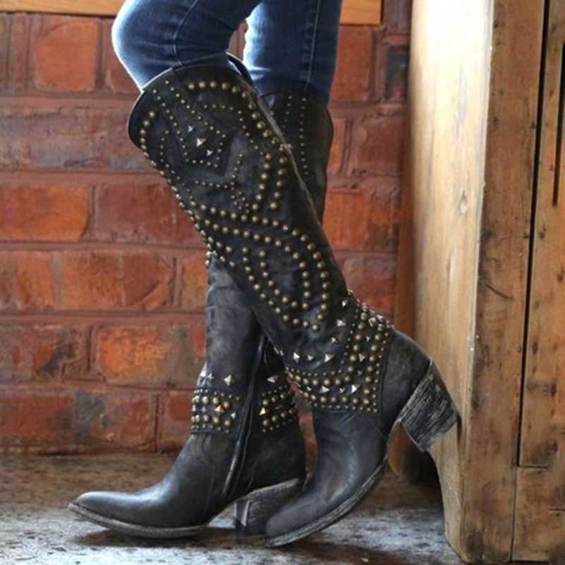 Women's Vintage Low Chunky Heel Booties