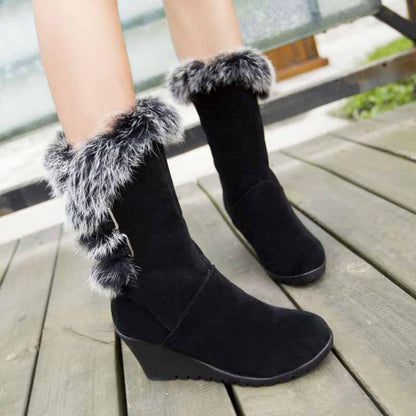 Women's suede wedge boots ankle bootie