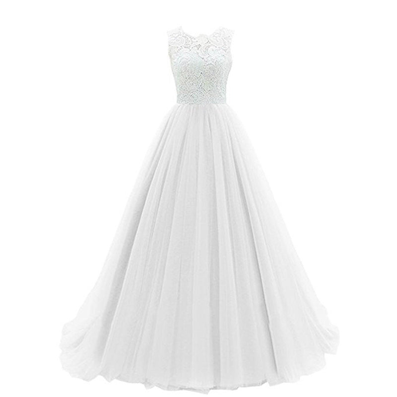 Lace Homecoming Dress Round Neck Wedding Prom Gown