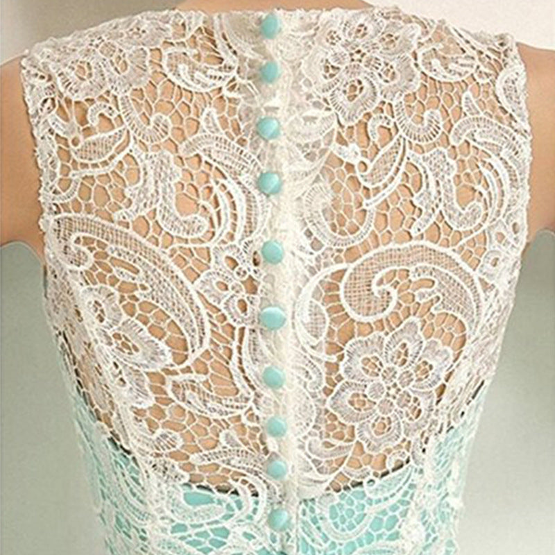 Lace Homecoming Dress Round Neck Wedding Prom Gown