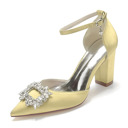 Women's Closed Toe Prom Heels with Bead Buckle