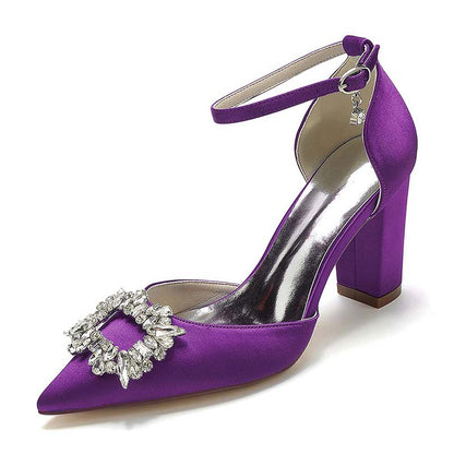 Women's Closed Toe Prom Heels with Bead Buckle