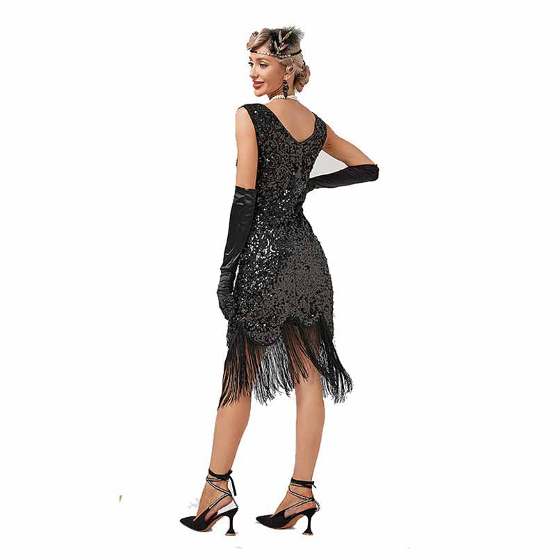 Women’s 1920s Flapper Dress Roaring 20s Sequins Beaded Fringe Gatsby Dress