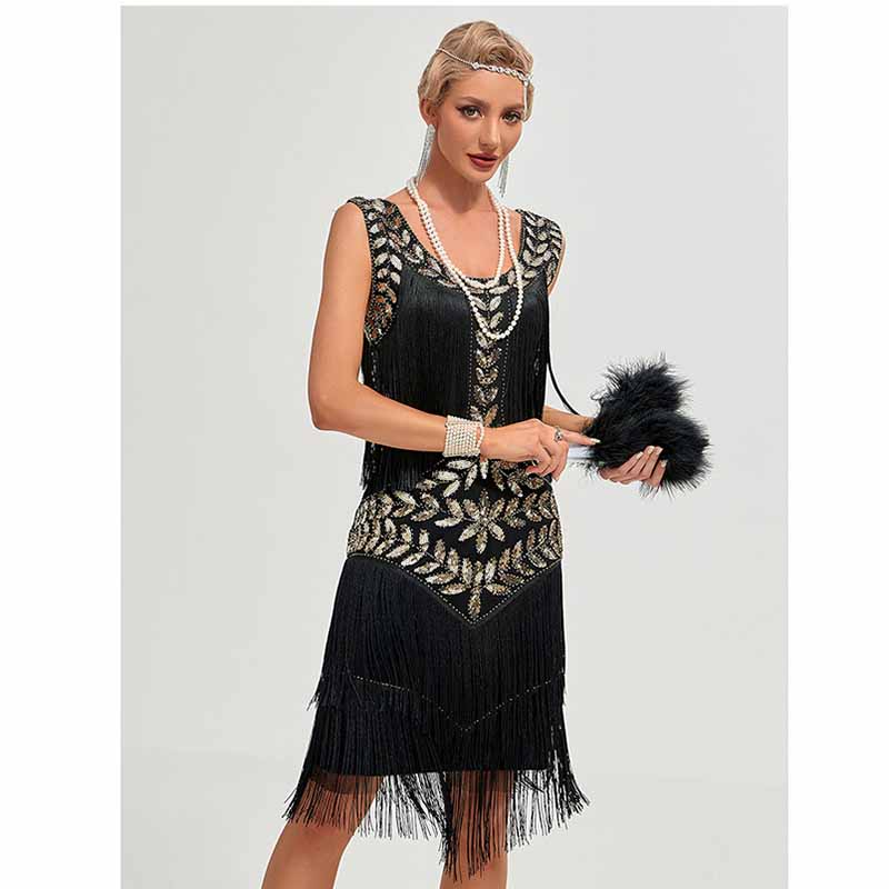 Women's Flapper Dress Gatsby Sequins Fringed 1920s Dress